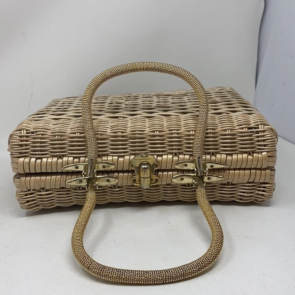 Vintage Structured Large Rectangle Woven Purse